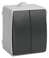 Выключатель накладной IEK Форс ВС20-2-0-ФСр 2-кл. IP54 серый картинка